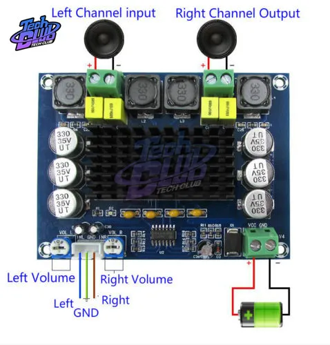 2*120W TPA3116D2  Dual-channel Stereo High Power Digital Audio Amplifier Board 12V-24V Amplificador DIY Module
