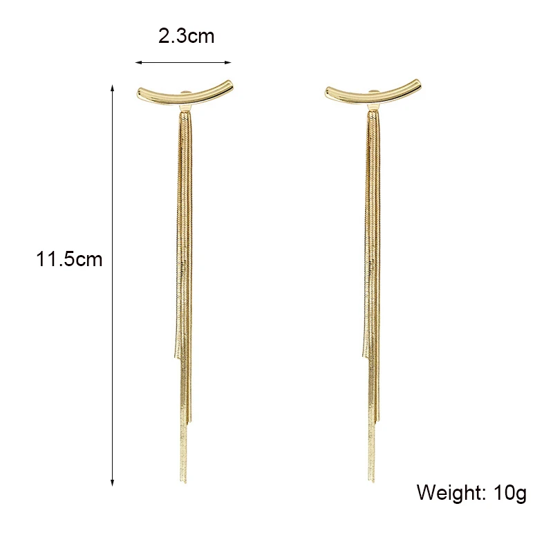 Vintage Long Thread Tassel Glossy Ar Bar Drop Earrings for Women Gold Color Geometric Korean Fashion Jewelry Hanging Pendientes