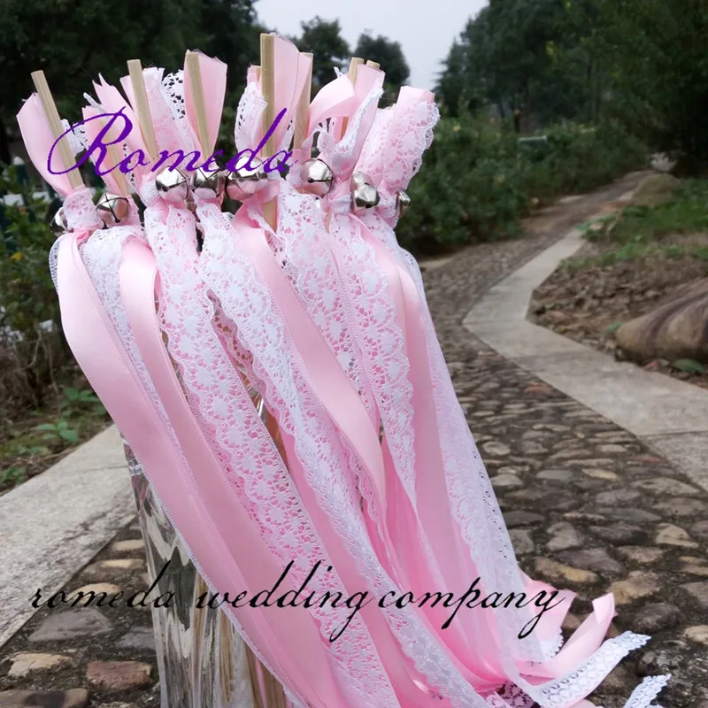 Hot selling Style D cream lace wedding ribbon stick wands for wedding decoration  50/20/10 pcs/lot