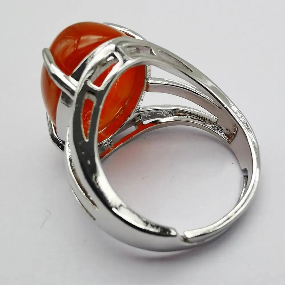 0range Veins Carnelian Stone Oval Bead GEM Finger Ring Jewelry For Woman Gift Size 8 X279