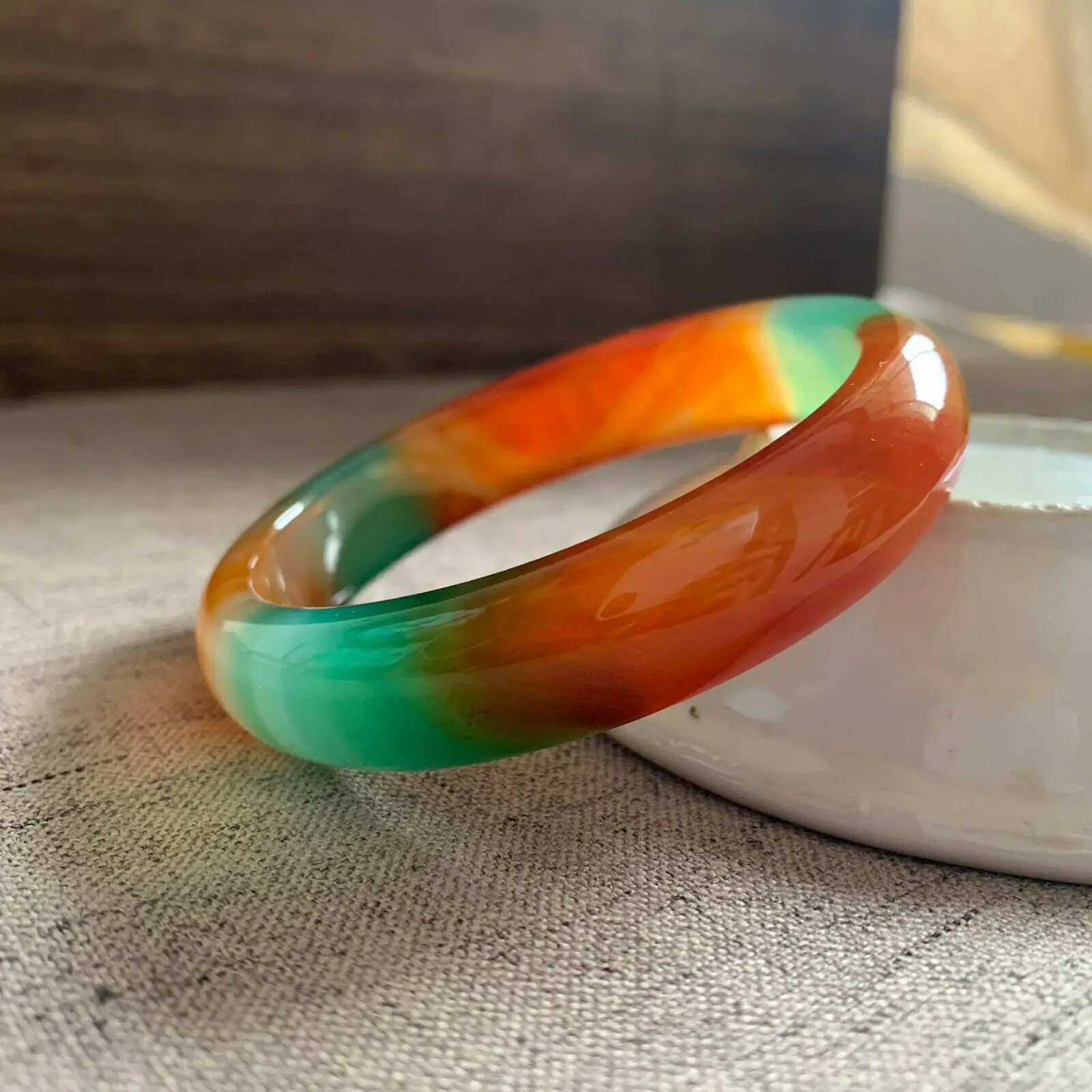 100% NATURAL CERTIFICATION GRADE BEAUTIFUL AGATE JADE BRACELET 62mm