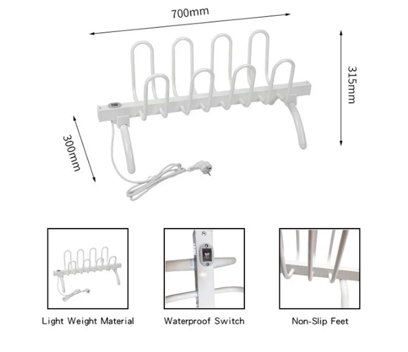 Pemanas Listrik Sepatu Pengering untuk Rumah Tangga 4 Pasang Aluminium Tahan Air Beralih Non-slip Kaki Multi-menyenangkan Suhu Konstan GX7