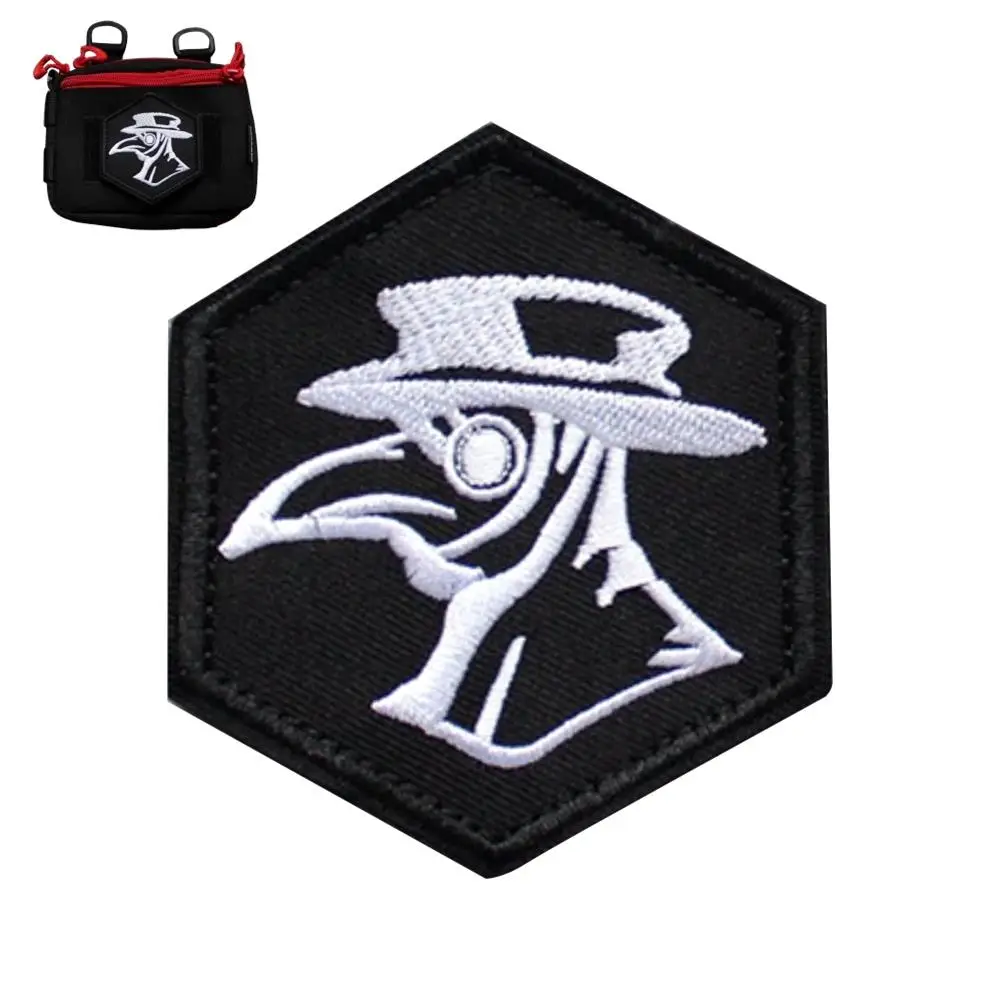 Plague Doctor Embroidery Patch Schnabel Beak Hexagon Steampunk Medical Decorative Military Tactical Embroidered Patches