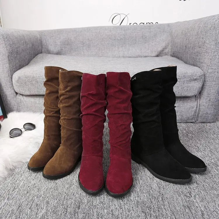 Women Girls Fashion Shoes Autumn Winter Boots Ladies Sexy Sweet Outdoor Boot Stylish Flat Flock Shoes Snow Boots Botas 2019