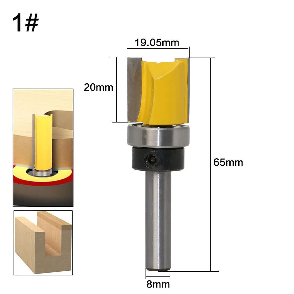 1-4 Máy Tính 8MM Vỏ 2 Sáo Thẳng Router Bit Dụng Cụ Làm Rau Cau Cho Gỗ Carbide Dao Phay Phát Quang cạnh Cắt Tỉa Dao