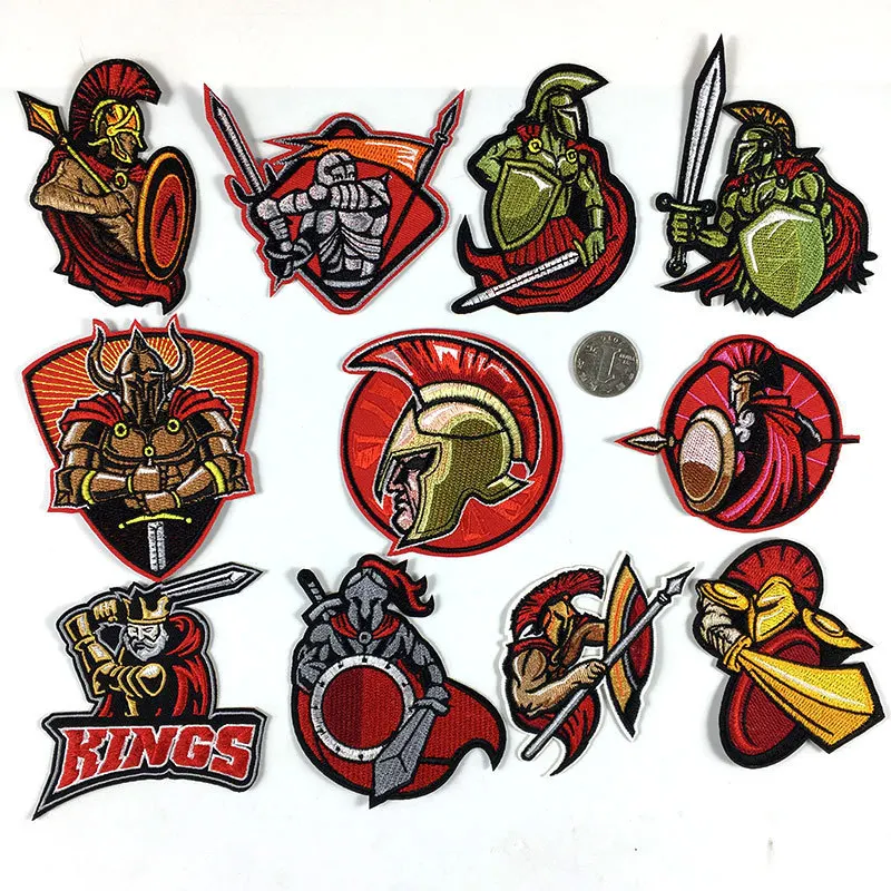 Embroidery Iron On Patches for Clothing, Spartacus Knight Badge, DIY Ironing Stickers