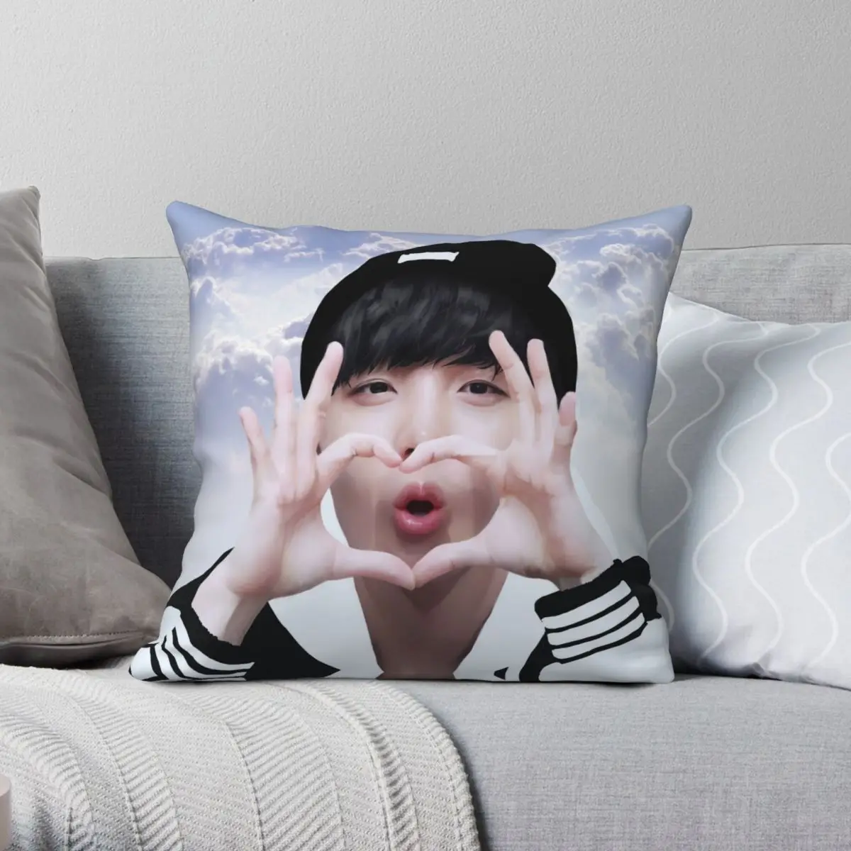 Angel J-HOPE Square Pillowcase Polyester Linen Velvet Printed Zip Decor Home Cushion Cover