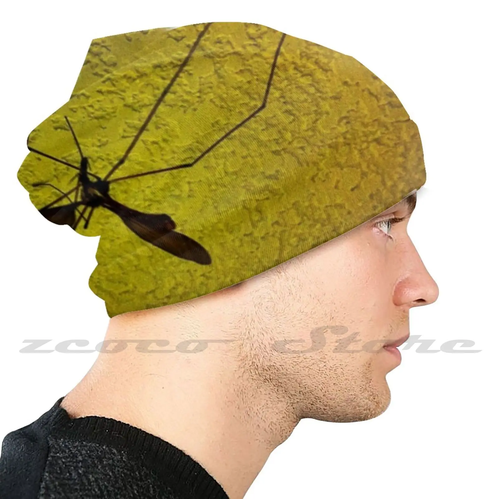 Flying Insect Silhouette Knit Hat Hedging Cap Soft Elasticity Outdoor Sports Leisure Insect Bug Mosquito Silhouette Yellow Black