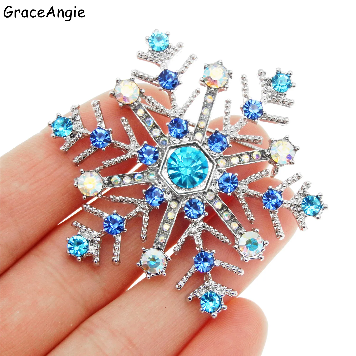 Fashion Pins Charming Crystal Rhinestones Brooch Unicorn Large Christmas Snowflake Brooch Christmas Brooches Gift Rhinestone