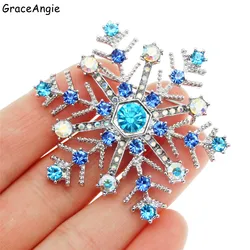 Fashion Pins Charming Crystal Rhinestones Brooch Unicorn Large Christmas Snowflake Brooch Christmas Brooches Gift Rhinestone
