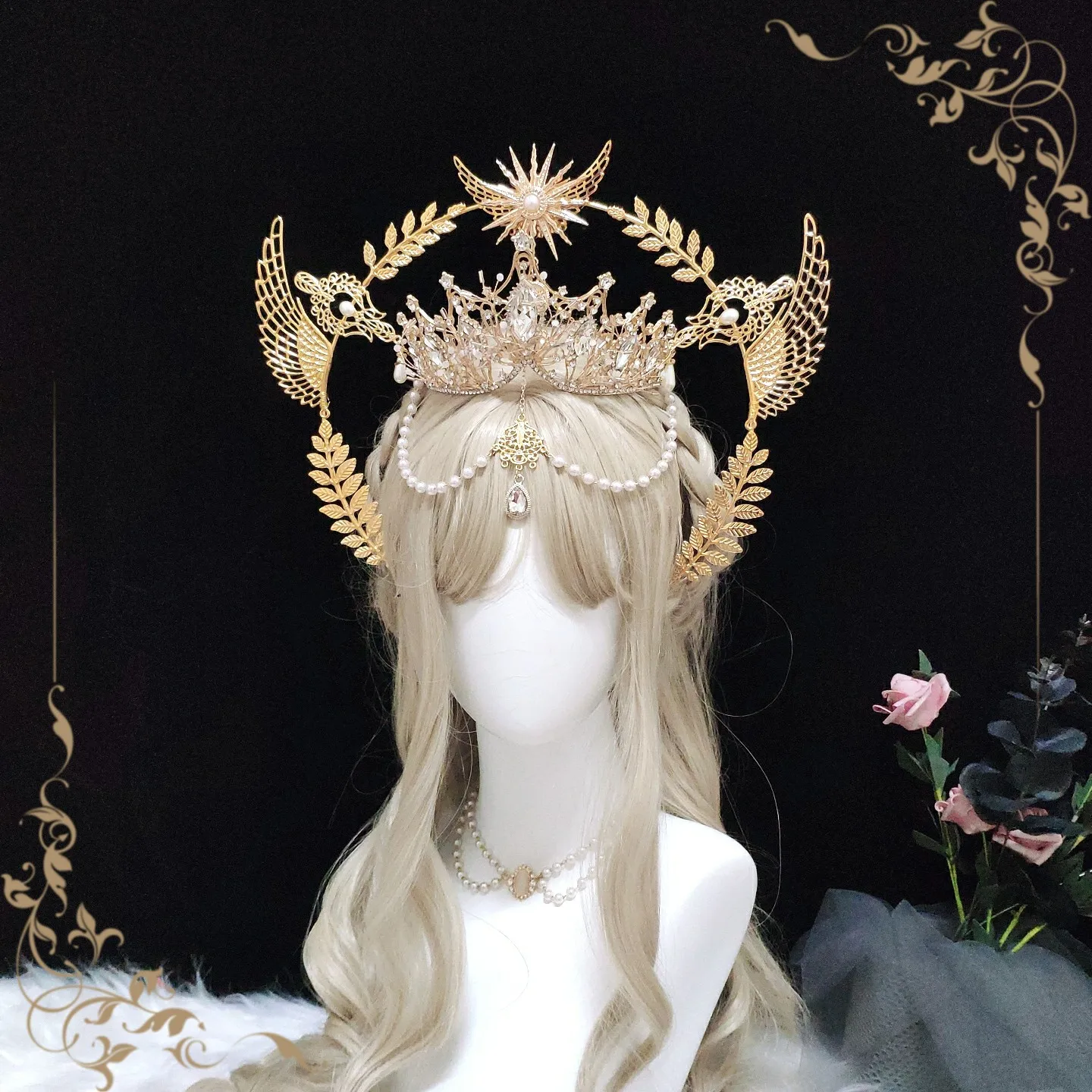 

Lolita Lolit Beautiful Virgin Crown Headdress Halo Tuinga Original Handmade Floral Hair Accessories