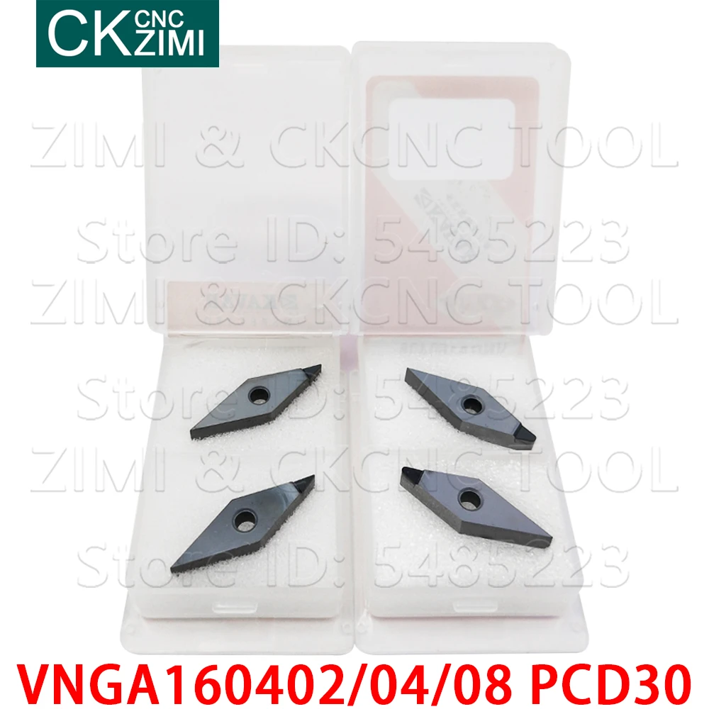 VNMG VNGA VNGA160402 PCD VNGA160404 PCD VNGA160408 PCD lắp Kim Cương biến Lưỡi Dao TIỆN CNC công cụ chèn cho Đồng nhôm