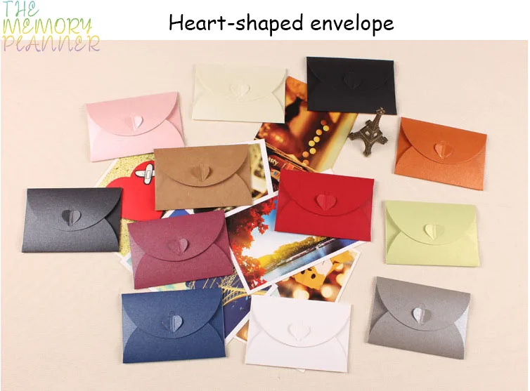 Heart-shaped Personality Creative Message Card Envelope Membership Card Mini Heart Button Envelope Kraft Paper Decoration