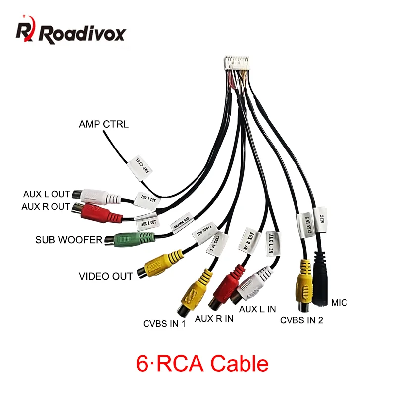 Android radio Car Accessories RCA Output Wire Aux-in subwoofer microphone Adapter 16Pin universal cable for  Android radio gps