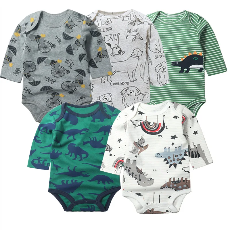 3/4/5PCS Baby Boys Girls Bodysuits Long Sleeve Stripe 100% Cotton Baby Clothes 0-24 Month Newborn Body Bebe Jumpsuit Clothing