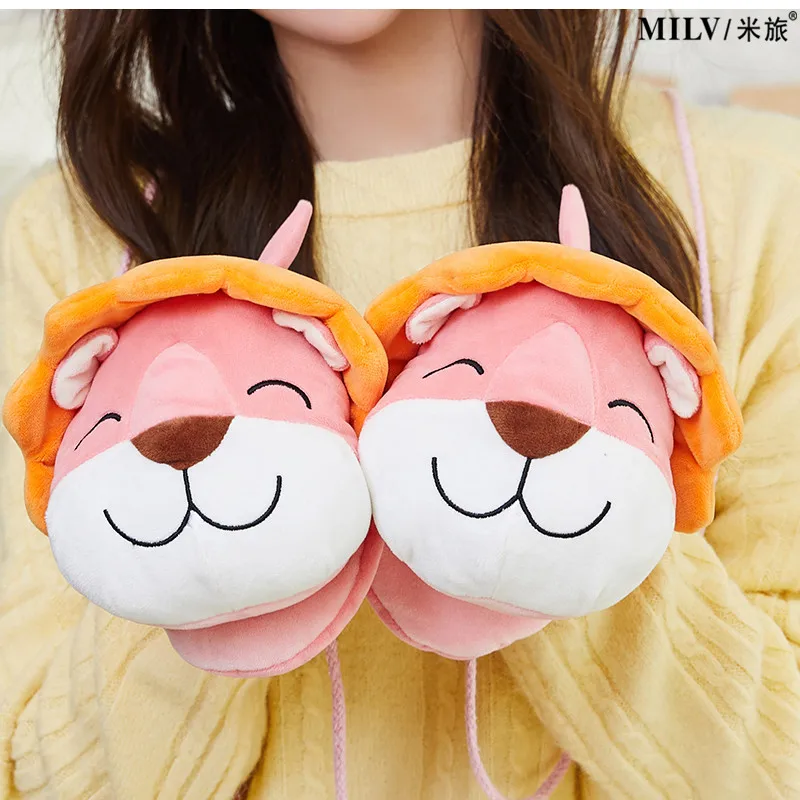 Animal Cat Dog Panda Racoon Design Kid Winter Warm Long Cute Girl Fashion Princess Mittens Fingers Soft Gloves Full F3P8