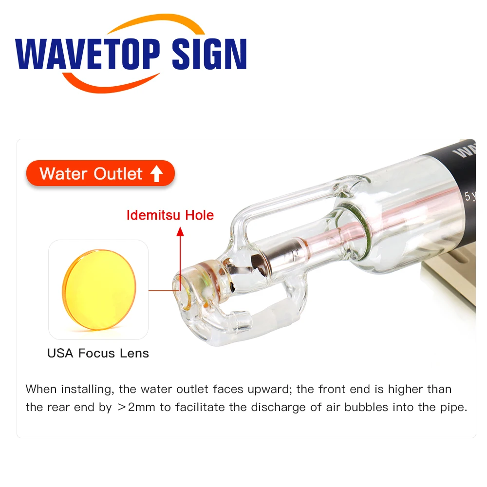 WaveTopSign Co2 láser de tubo de vidrio 700 MM 40 W láser de vidrio lámpara para CO2 de grabado láser, máquina de corte