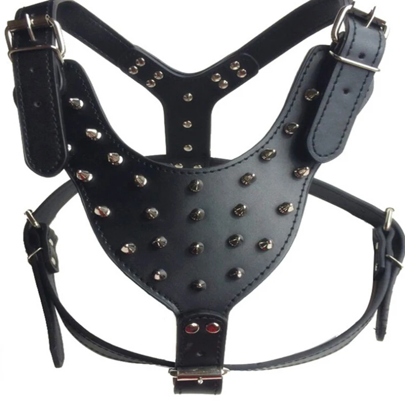 Dog  Harness Spiked Studded PU Leather Dog Harness Large Dog Pitbull Bully Husky Terrier Big Dog Harness Diamond PU Harness