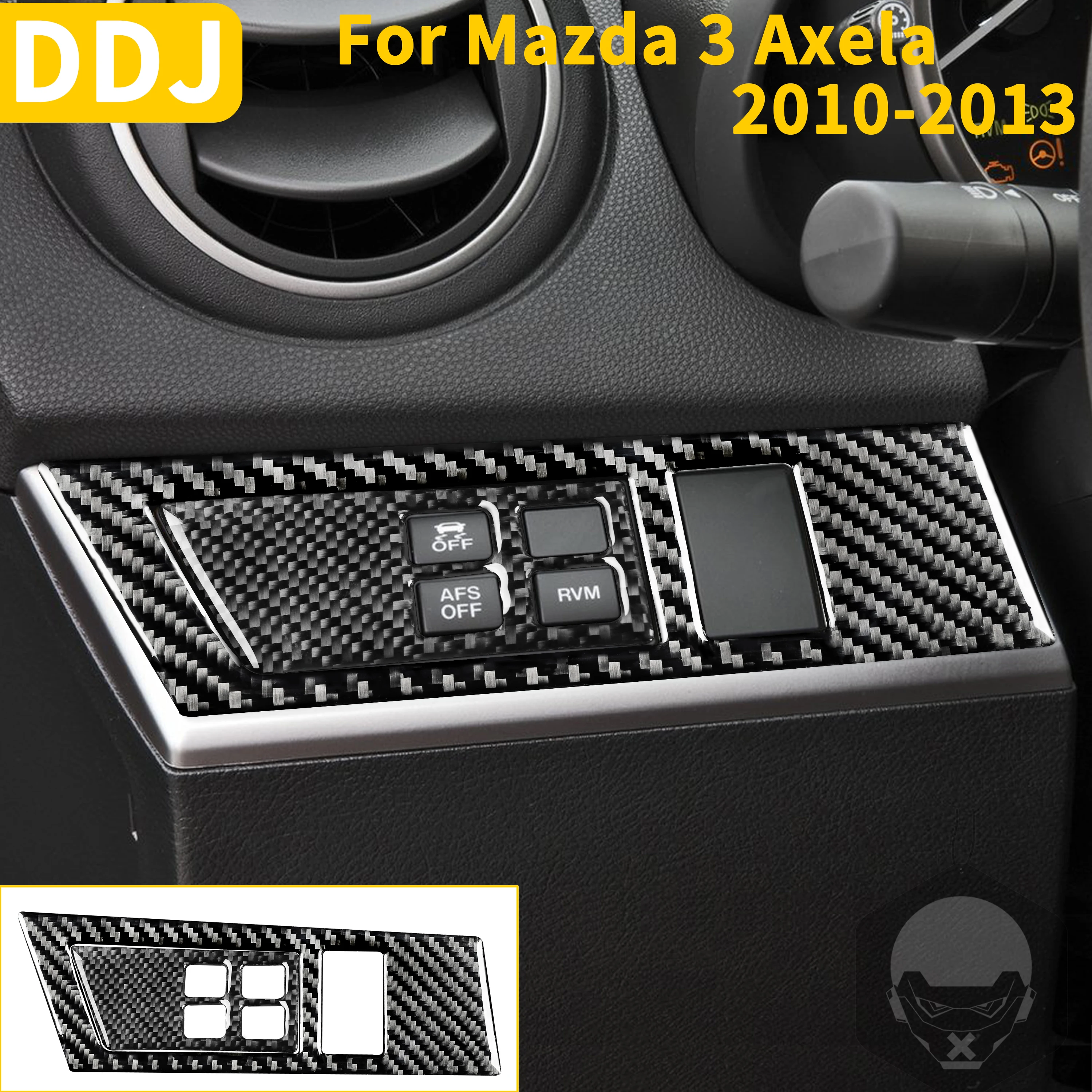 

For Mazda 3 Axela 2010-2013 Accessories Carbon Fiber Car Interior Driver Side Dash Cover Sticker Trim Switch Frame Decoration