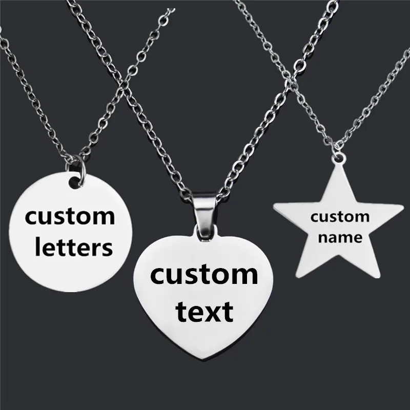 Engraved Necklace Personalized Custom Letters Name Stainless Steel Necklace (3 Styles)