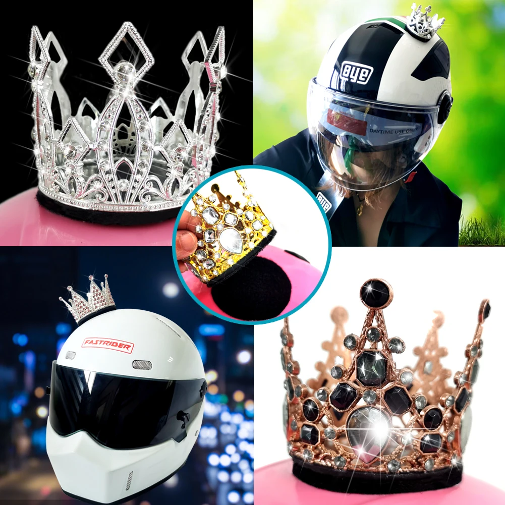 Women Girls Helmet Crown Handwork Creative Motorcycle Electric bike metal Helmet Decor Manual Crown Decoration Helmet Accessorie