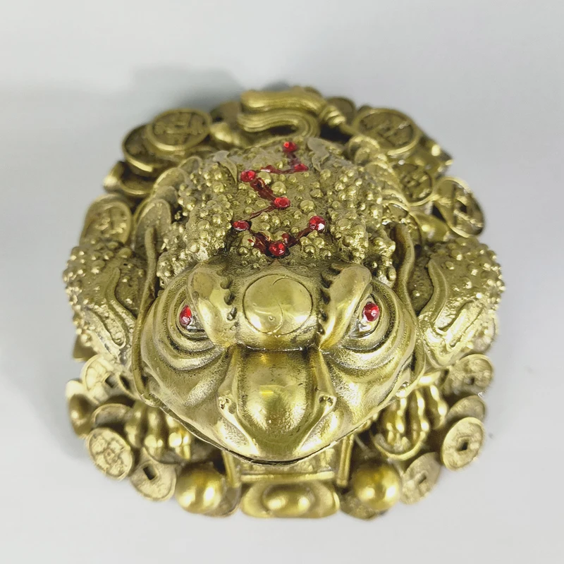 Exquisite Interesting Chinese Collection Home Decoration Brass Golden Toad Wealth Auspicious Statue