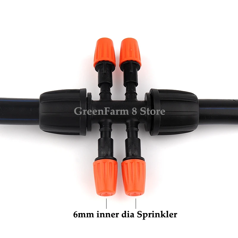 

2~50pcs 16PE-6mm outer dia 6-Ways Connector Greenhouse Micro Irrigation System Greenhouse Watering Tube Fittings with lock nuts