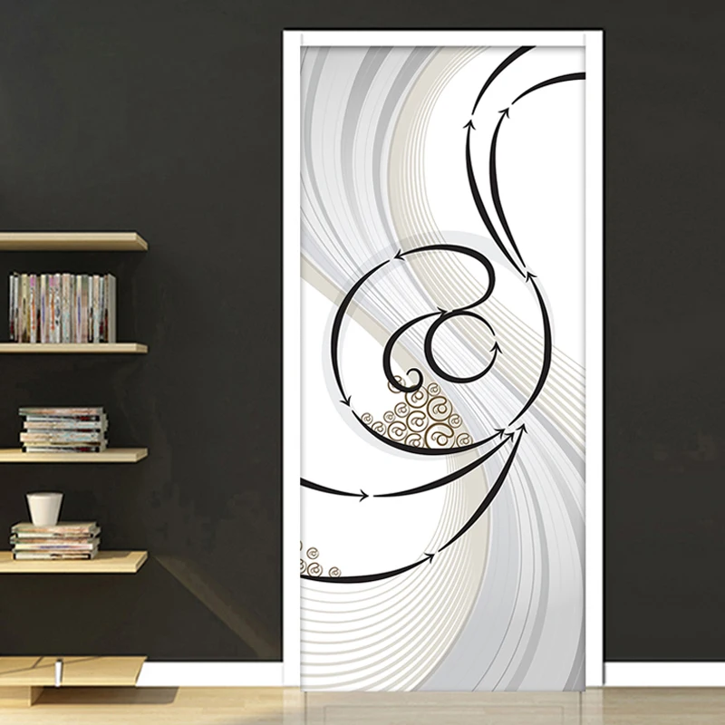 Pegatina de puerta 3D, tamaño personalizado, impermeable, autoadhesivo, papel tapiz extraíble, póster, sala de estar, dormitorio, decoración de puerta, calcomanías de pared