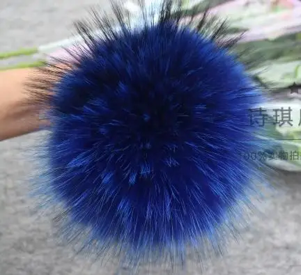 14cm Wholesales Real Raccoon Fur Pompom Pom poms For Hats Winter Beanies Natural  For Kids Women DIY Accessories With Buttons