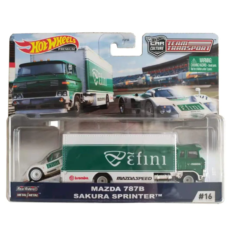 Carro original hot wheels carro de transporte com equipe cultural, brinquedos para meninos, trailer, caminhão, carro de liga