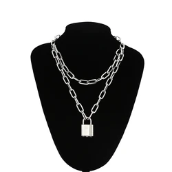 Collana a catena con lucchetto con pendenti per donna uomo gioielli punk sul collo 2020 estetica grunge Egirl Eboy accessori