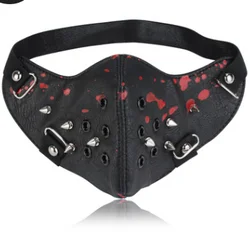 Masques en cuir PU noir punk pour cosplay d'Halloween, visage de moto rock, pointes hip-hop, mode cool, fête, nouveau