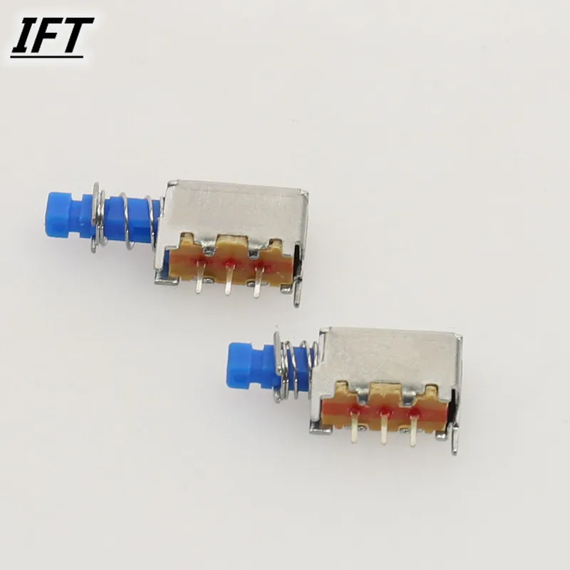 10Pcs Free shopping A05 3pin TV Power Switch With Spring Self-locking Blue DC 12V 50MA Unidirection Push-button Switch