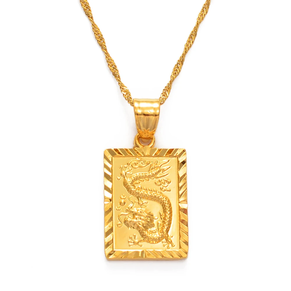 Anniyo Auspicious Dragon Pendant Necklace for Women Girls Jewelry Chinese\