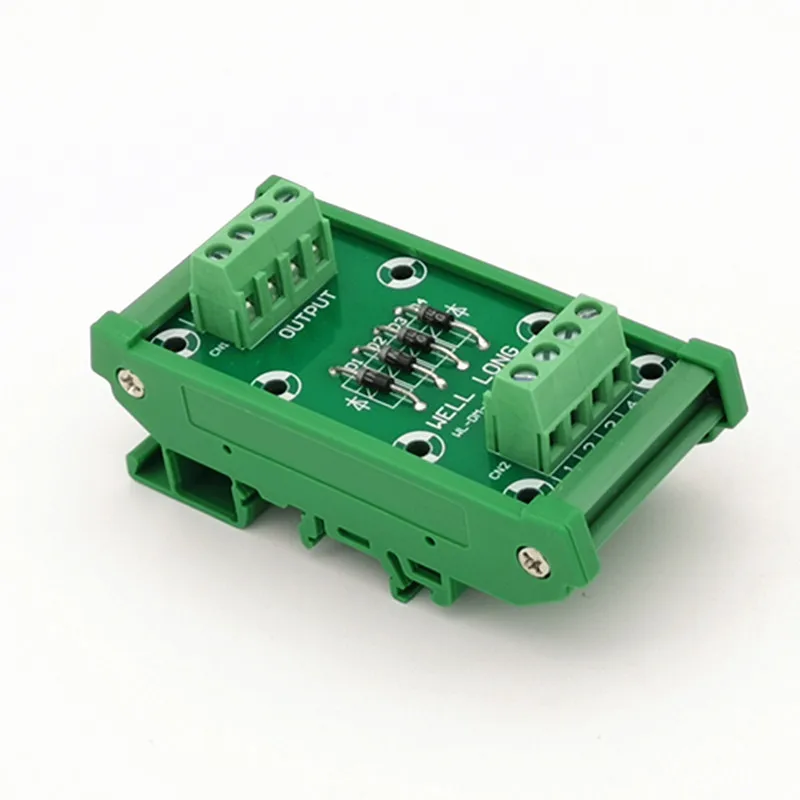 DIN rail mountable 4 Channel Diode Protection Terminal Block IN4007 1A/1200V Diode Terminal Block.