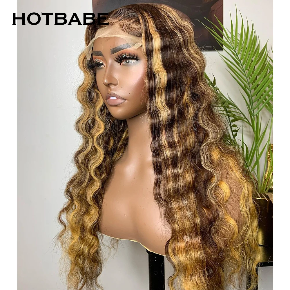 

Deep Wave Frontal Wig Highlight 4/27 30 Inch Honey Blonde Lace Front Wigs For Women Colored Human Hair Wigs Brazilian Hair Wigs