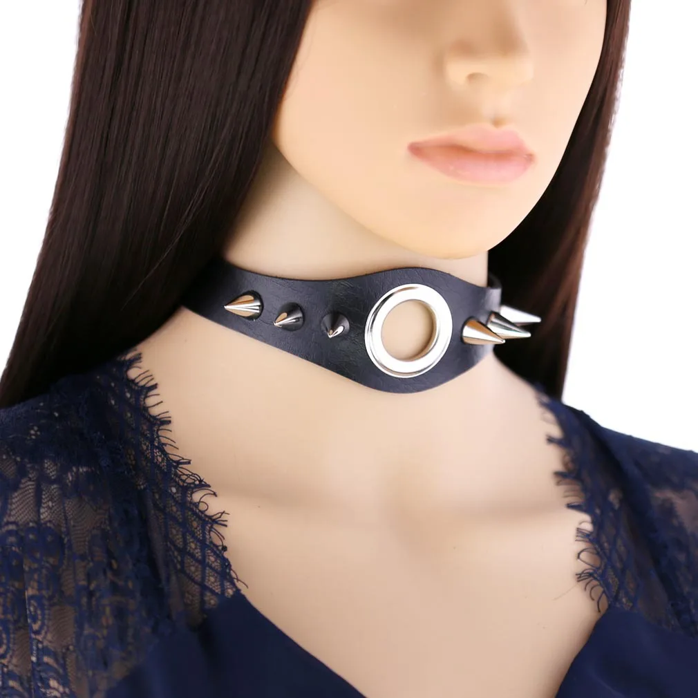 Black Spiky Choker Collar For Girls  Emo  Punk Goth Necklace Neck Strap Cosplay Chocker Gothic Accessories