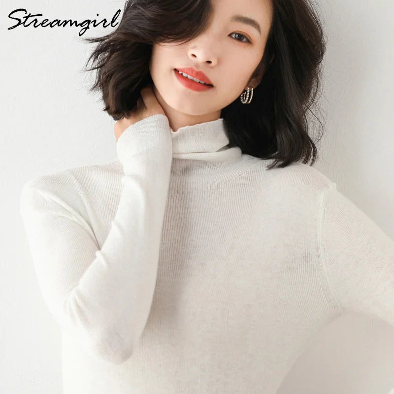 Turtleneck Sweaters For Women Winter Sweater Soft Casual Solid Pullover Knitted Sweaters Black Turtleneck Sweater Women Winter