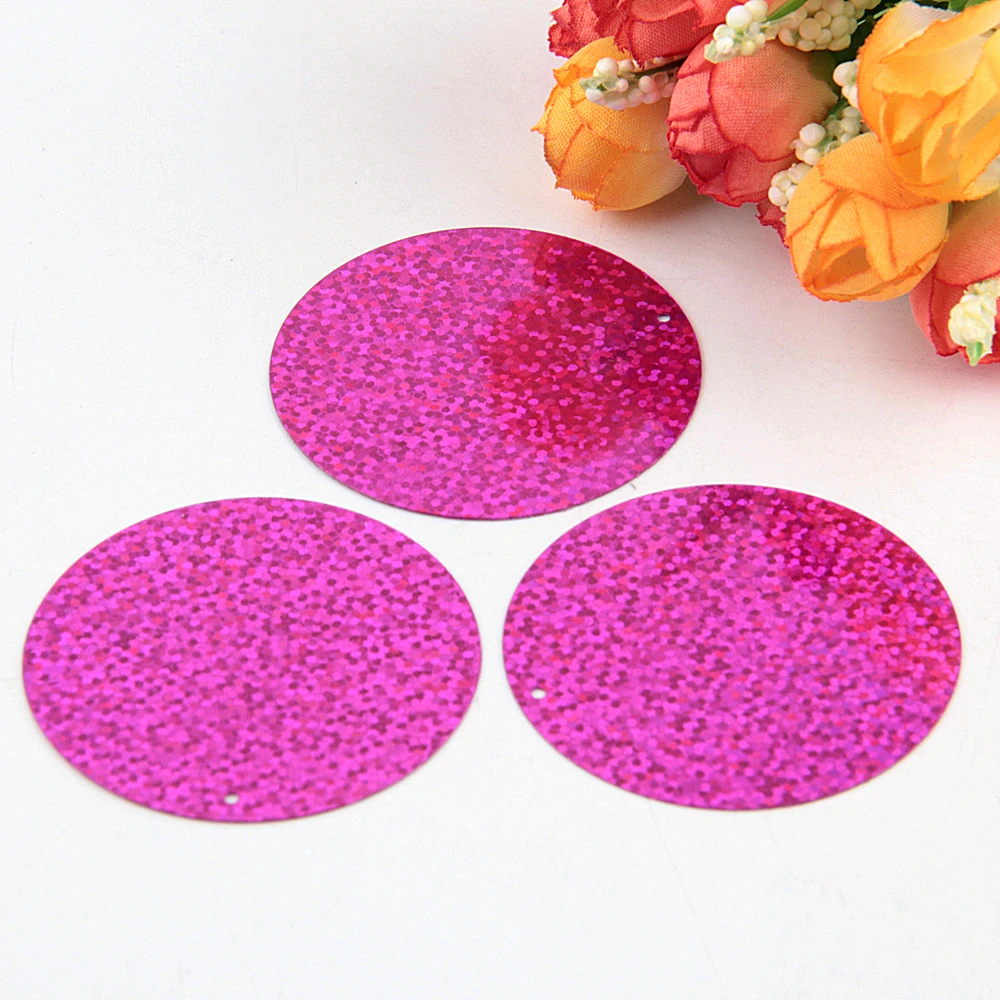 Pailette 50mm Large Round Laser Sequins 5cm PVC Flat Loose Sequin Paillette Sewing Wedding Cloth Material Lentejuelas 10g