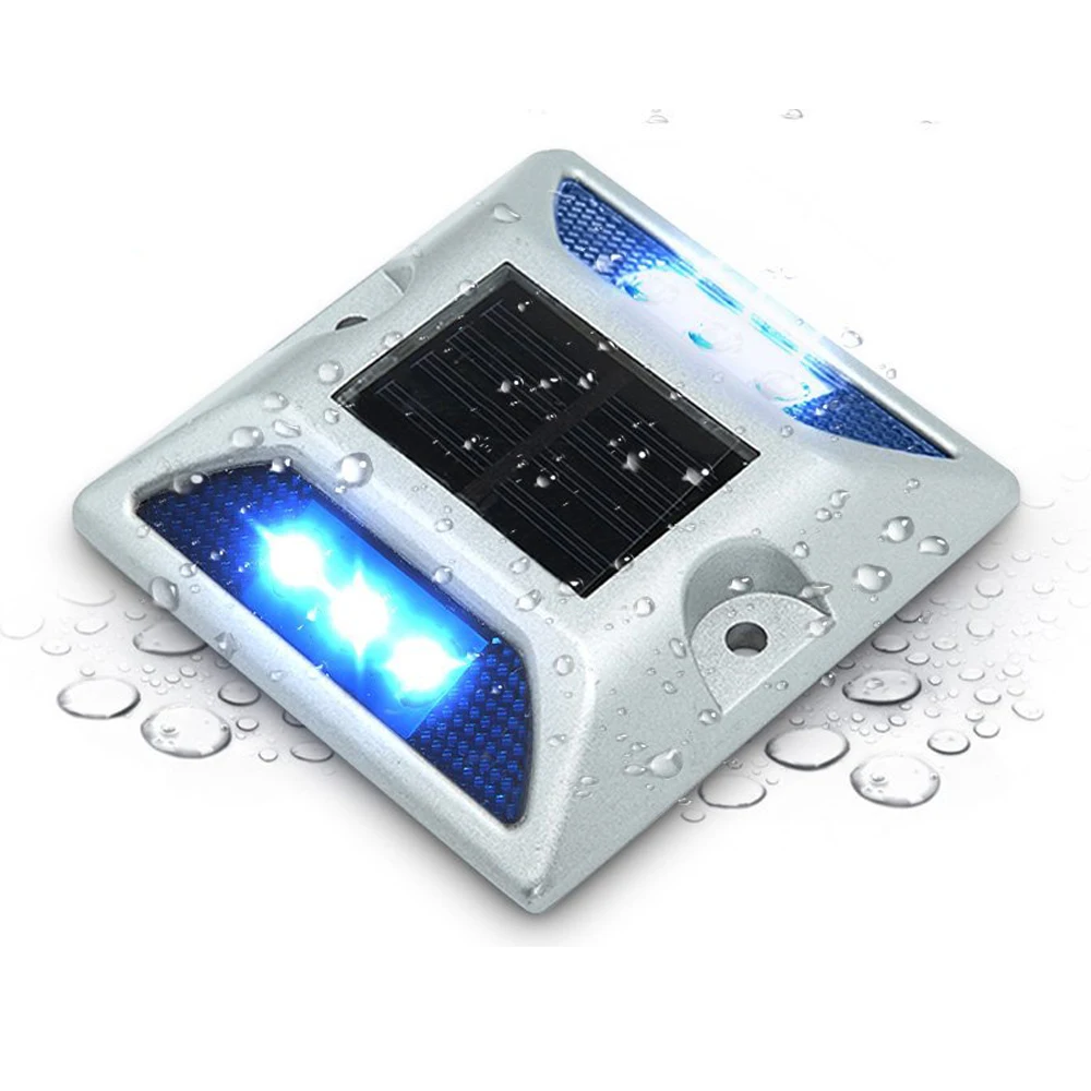 Solar Powered Driveway Markers 6LED Solar Dock Light Aluminum Solar Boat Deck Lights Waterproof LED Wireless Warning Step Light