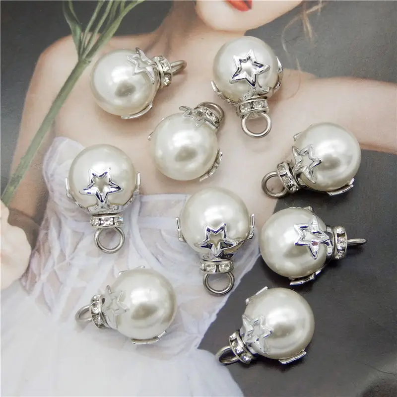 10pcs Round white Pearl charm spacer Loose Beads Jewelry Making craft  Pearls No Chain Necklaces & Pendants Women Fine Jewelry