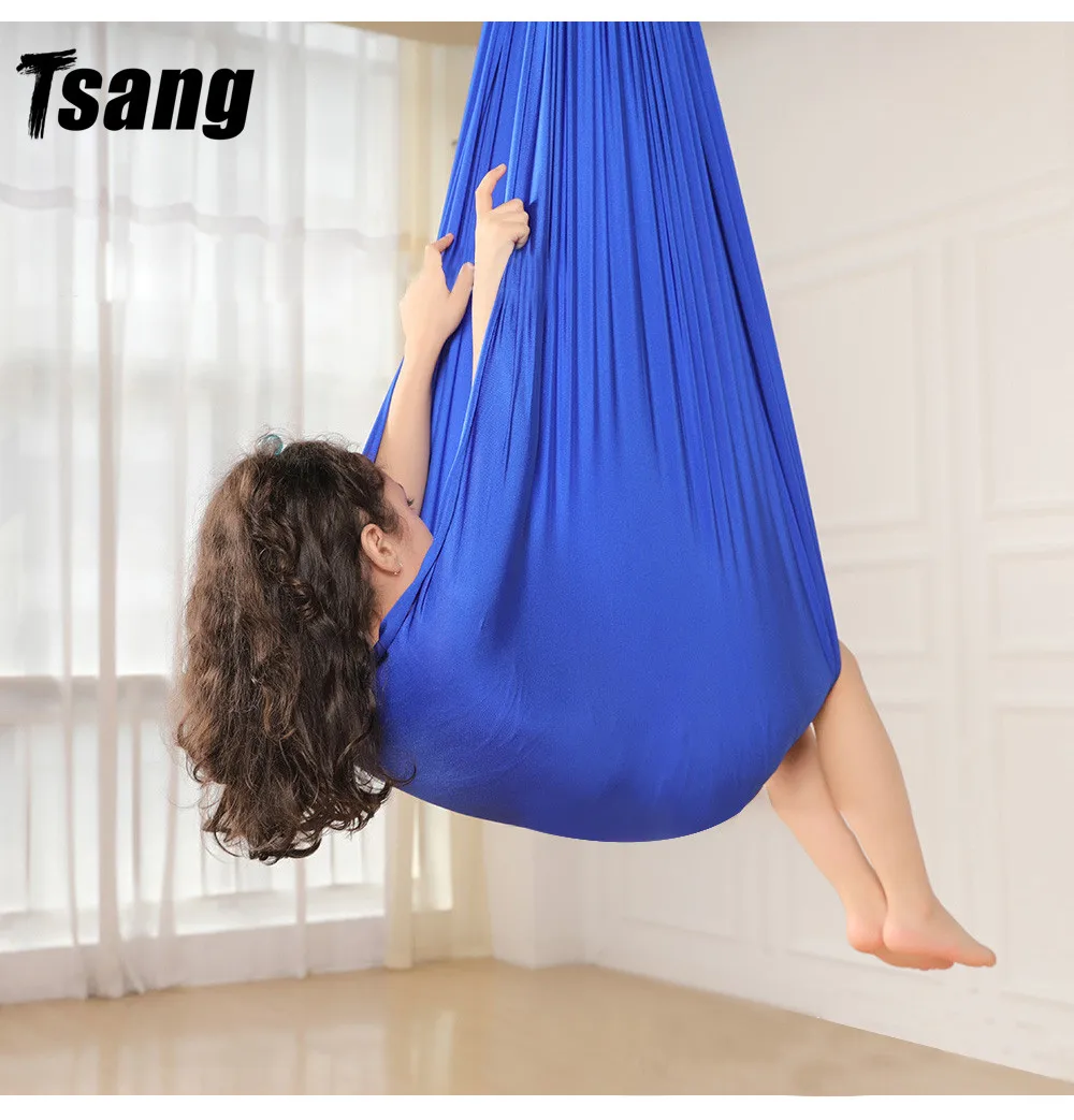 Multifunctional Elastic Kids Aerial Hammock With Locks Children Hanging Cuddle Wrap Swing Seat Aerial Yoga Hammock Flying Swing