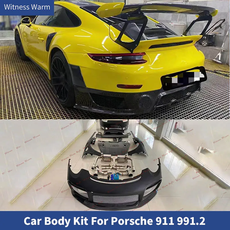 

For Porsche 911 991.2 GT2 RS Style Car body kit CF FRP front rear bumper side skirts rear spoiler Engine hood Exhaust