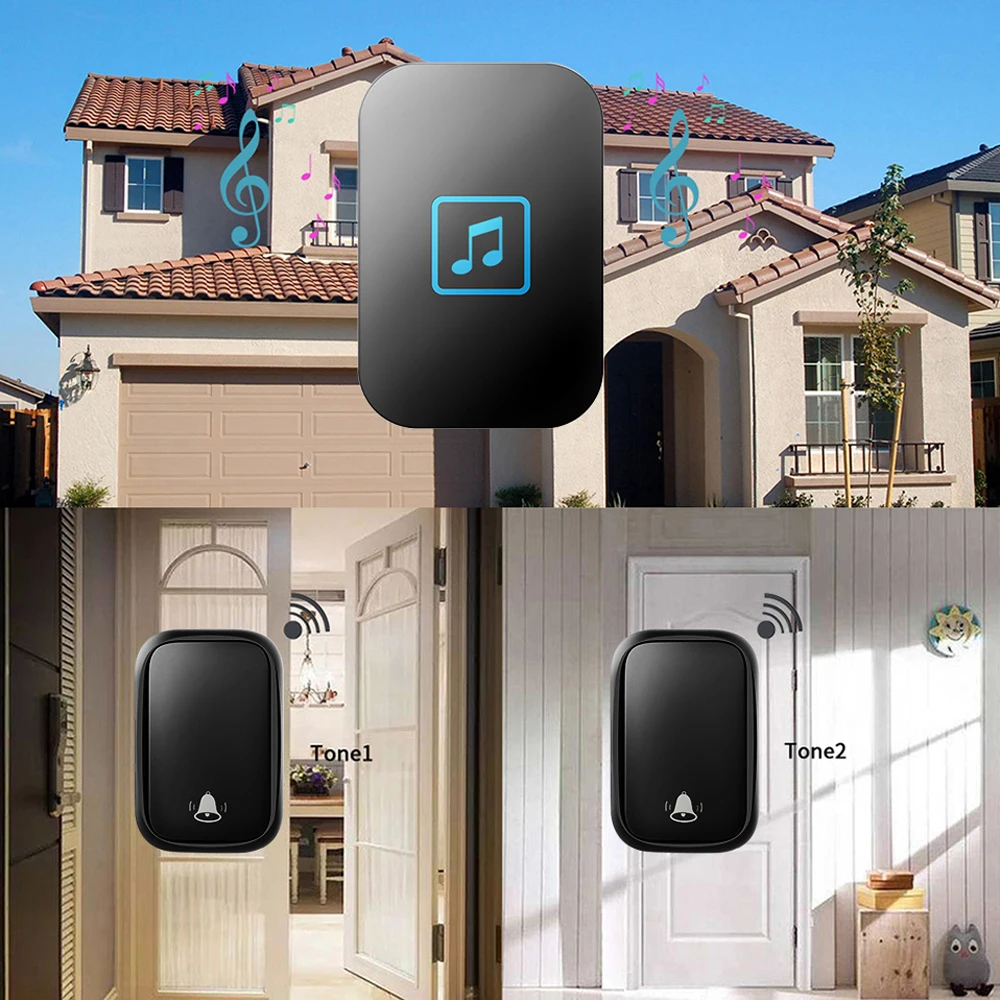 Self-powered Welcome Home Wireless Doorbell 150M Remote Waterproof No Battery Required Button US EU UK Plug Receiver Call Bell