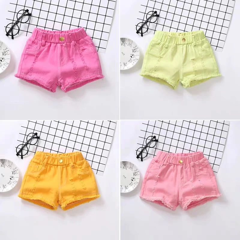 Girls shorts 2021 summer Korean version of thin slim denim hot pants foreign gas hole three pants girls wild wear