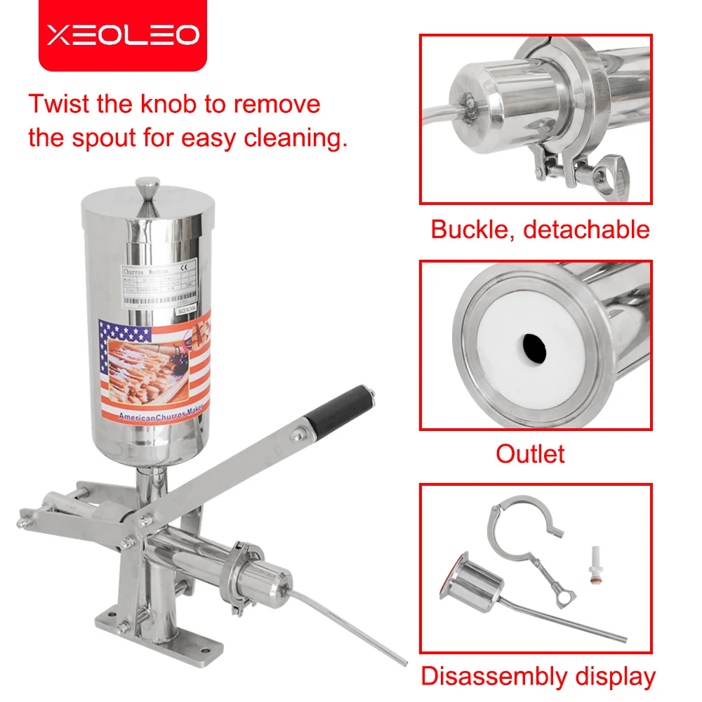 XEOLEO Commercial Churros Maker Stainless Steel 5L Automatic Churros Filler Jam Filling Device Churros Filling Machine