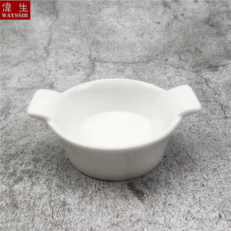 

Pan-Shaped White Porcelain Snack Dish, Hotel Breakfast Dinner, Oil Soy Sauce Dish, Buffet, Washabi Ceramics Tableware, 6Pcs