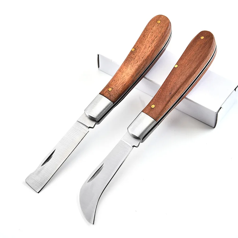 Swayboo Stainess Steel Mushroom Knife Wallpaper Rosewood Wood Handle Sickle Pocket EDC Utility Electrician Folding Knife