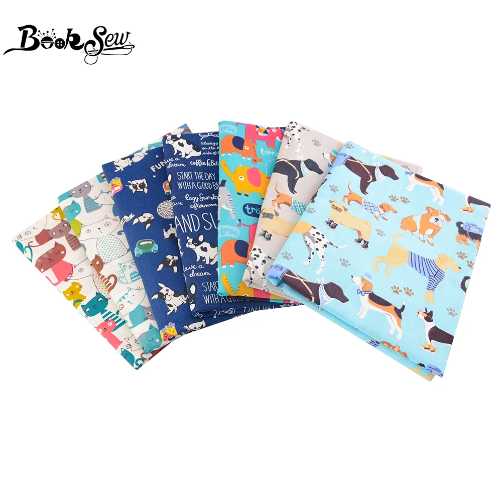 

Booksew Printed Dog Style Patchwork Sewing Beige Material 100% Cotton Fabric Coton DIY Twill Fabric