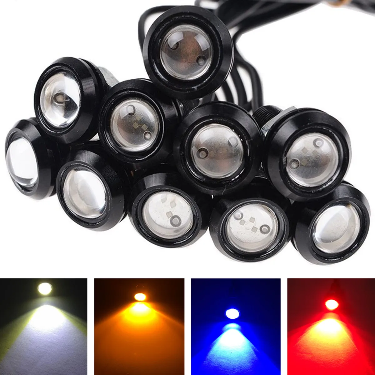 10x 9W 23mm LED Eagle Eye Light Car Truck Fog DRL Daytime Running Light Reverse Backup Parking Signal Tail Light 12V 24V